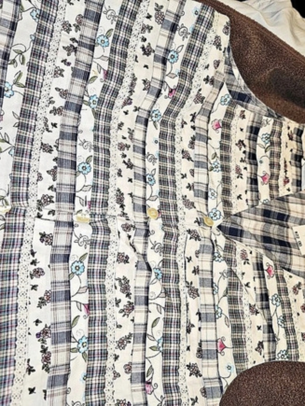 Casey & Max Floral Plaid Button Down Blue White Size Large NWT